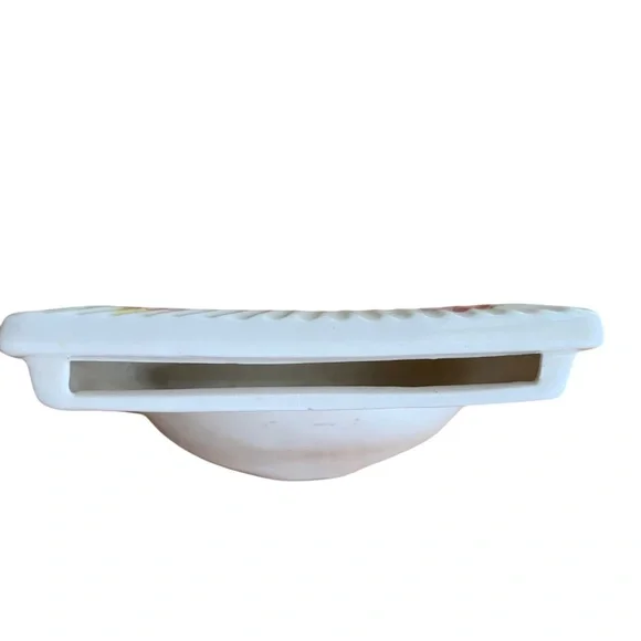 VINTAGE 1980’s Rectangular Picture Frame Porcelain Pastel Flowers Oval Cut Out - Picture 5 of 9